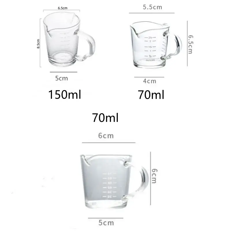 70/150ML Espresso Glass Cup Measuring Cup Milk Latte Jug Coffee Supplies Kitchen Dining & Bar Mug Drinkware Double Thick Bottom