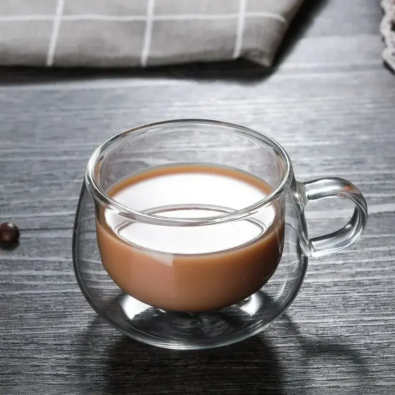 Double Wall Transparent Glass Coffee Cup Heat Resistant High Borosilicate for Bar Tea Milk Juice Water Espresso Shot Glass