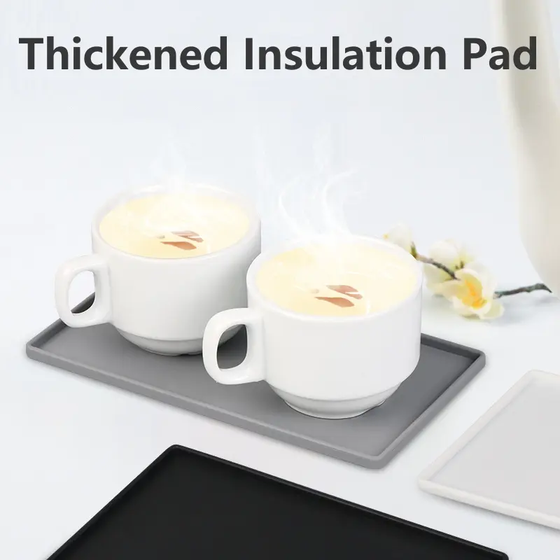 1pc Silicone Coaster Heat Insulation Anti-slip Scratch Double Hotel Rectangular Gargle Kitchen Mat Placemat Bathroom Soap Plate