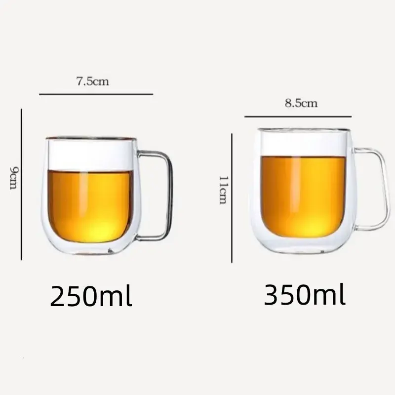 Double Wall Transparent Glass Coffee Cup Heat Resistant High Borosilicate for Bar Tea Milk Juice Water Espresso Shot Glass