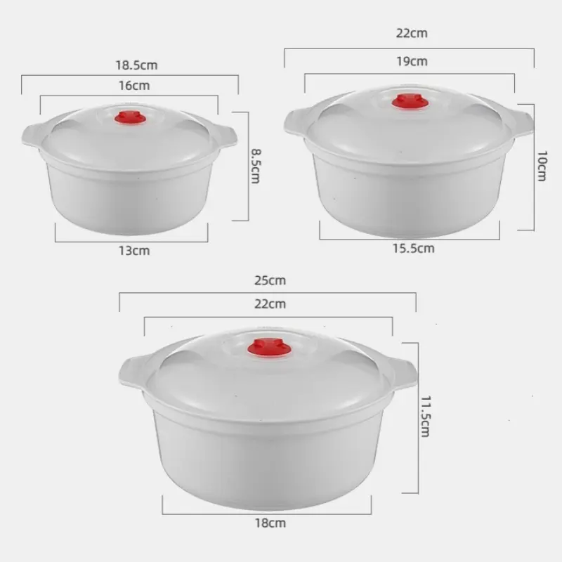 Microwave Oven Special Box Household Plastic Heating Fresh Keepeing Box with Lid Steamed Bun Instant Noodles Kitchen Bowl