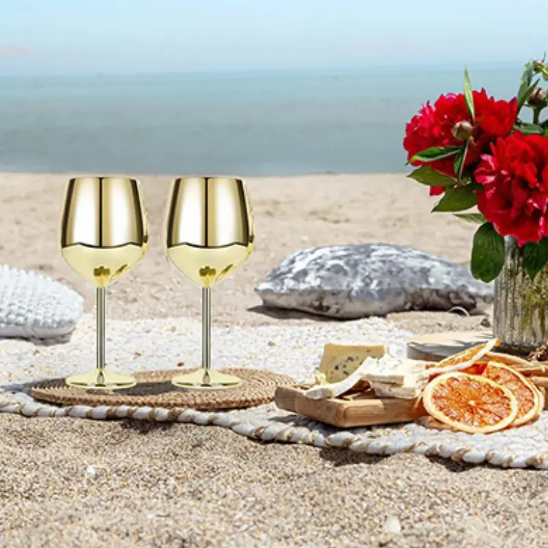 Cocktail Glass Nordic Stainless Steel Durable Tall Champagne Outdoor Metal Red Juice Wine Creative Cup for Bar Party and Home