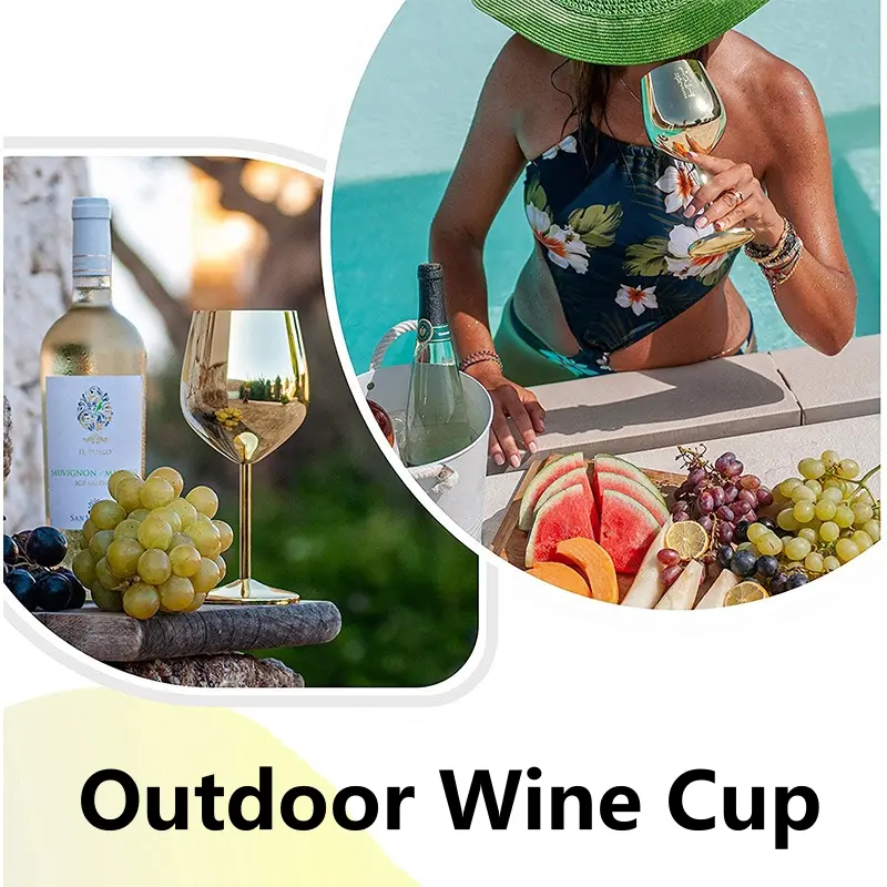Cocktail Glass Nordic Stainless Steel Durable Tall Champagne Outdoor Metal Red Juice Wine Creative Cup for Bar Party and Home