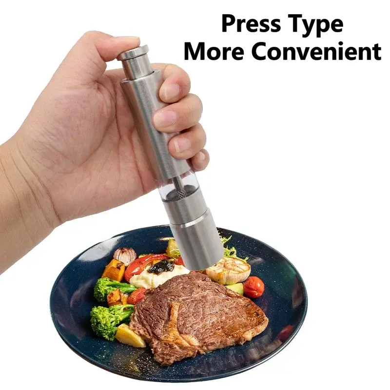 Manual Salt and Pepper Grinder Thumb Press Grinder Peppercorns Sea Salt Spices Stainless Steel Spice Grinder Barbecue Kitchen
