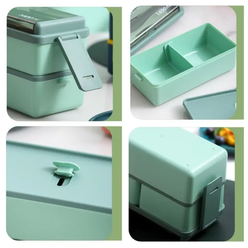 Single/double Layer Lunch Box Portable Leakproof Student Microwave Dinnerware Set with Fork Spoon Food Snack Storage Container
