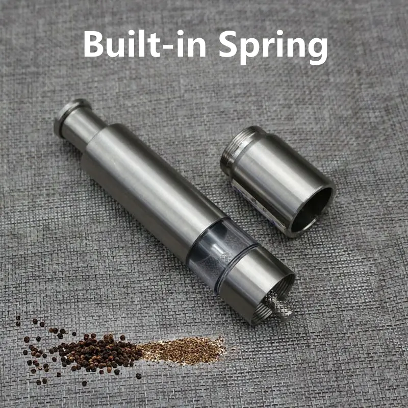 Manual Salt and Pepper Grinder Thumb Press Grinder Peppercorns Sea Salt Spices Stainless Steel Spice Grinder Barbecue Kitchen