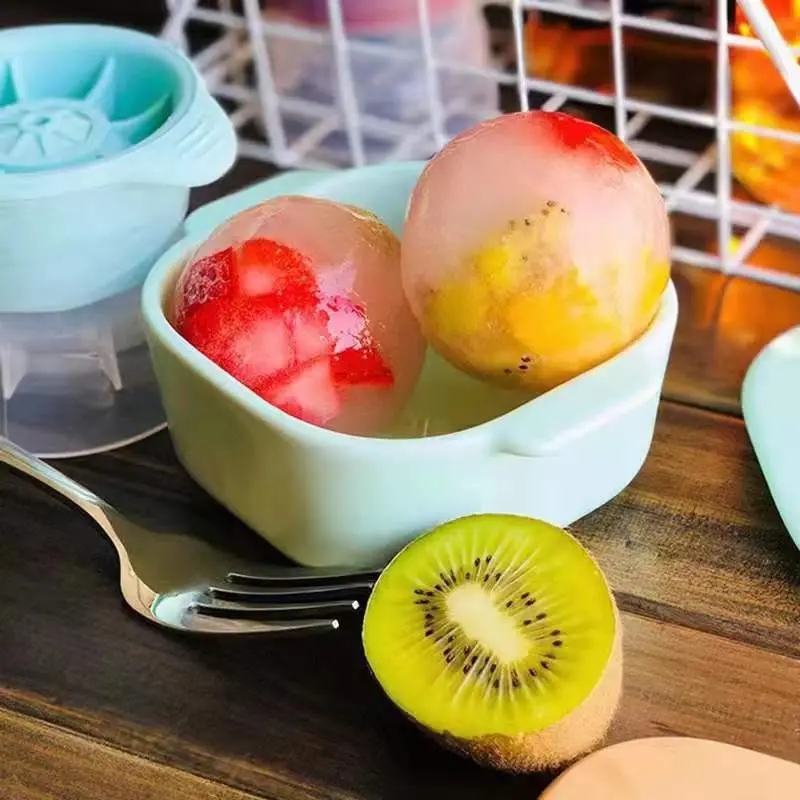 Clear Whiskey Large Ice Ball Mold No Bubbles Food Grade Silicone Ice Mold Large Round Ball Ice Tray Quick Freezer Kitchen Tools