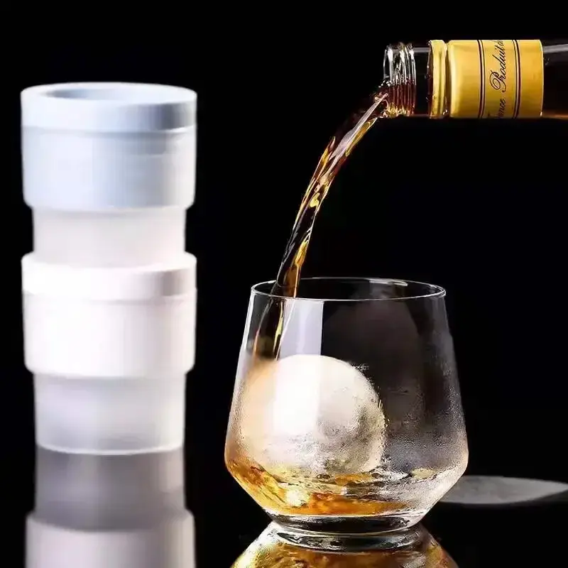 Clear Whiskey Large Ice Ball Mold No Bubbles Food Grade Silicone Ice Mold Large Round Ball Ice Tray Quick Freezer Kitchen Tools