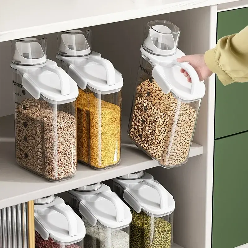 1.6L Food Grade Grain and Miscellaneous Grain Storage Box, Rice Bucket Storage Tank, Moisture-Proof Kitchen Sealing Tank