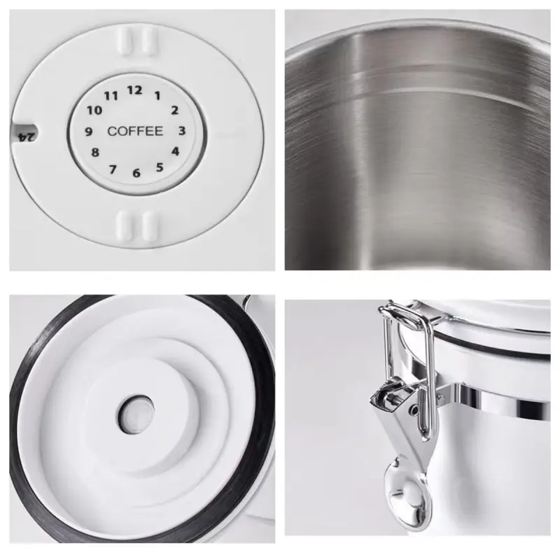 Airtight Lid with Measuring Spoon Stainless Steel Preserves Freshness Storage for Coffee Beans Multi-function Sealed Container