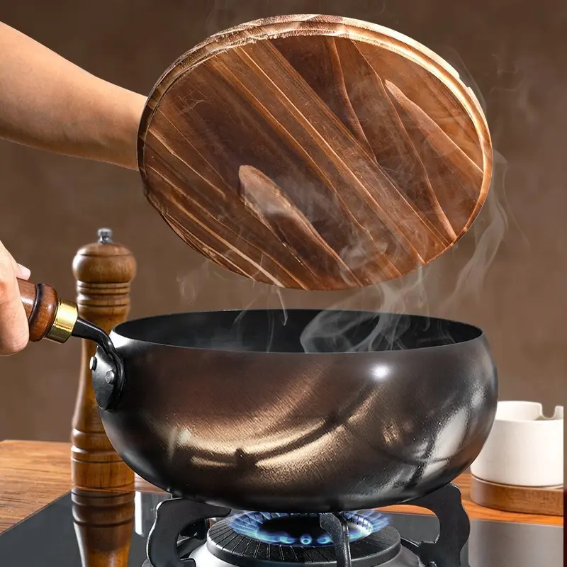 Handmade Forging Pot Deepened Non-stick Iron Pot Flat Bottom Uncoated Small Frying Pan Iron Pan Omelette Frying Pan Cookware