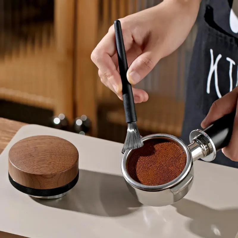 58mm Coffee Dosing Cup with Cleaning Brush Sniffing Mug for Espresso Machine Wear Resistant Stainless Steel Coffee Dosing Cup