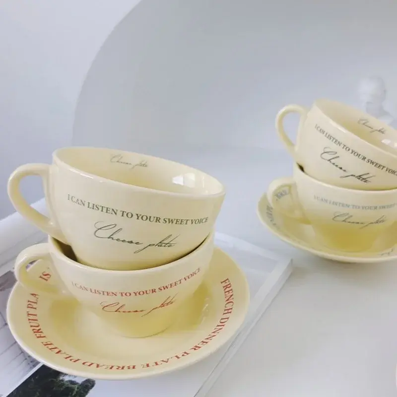 Coffee Mugs Ceramic Milk Tableware Tea Tools Cute Ins Korean Style Oatmeal Breakfast Drink Juice Tea Cup and Saucer Sets