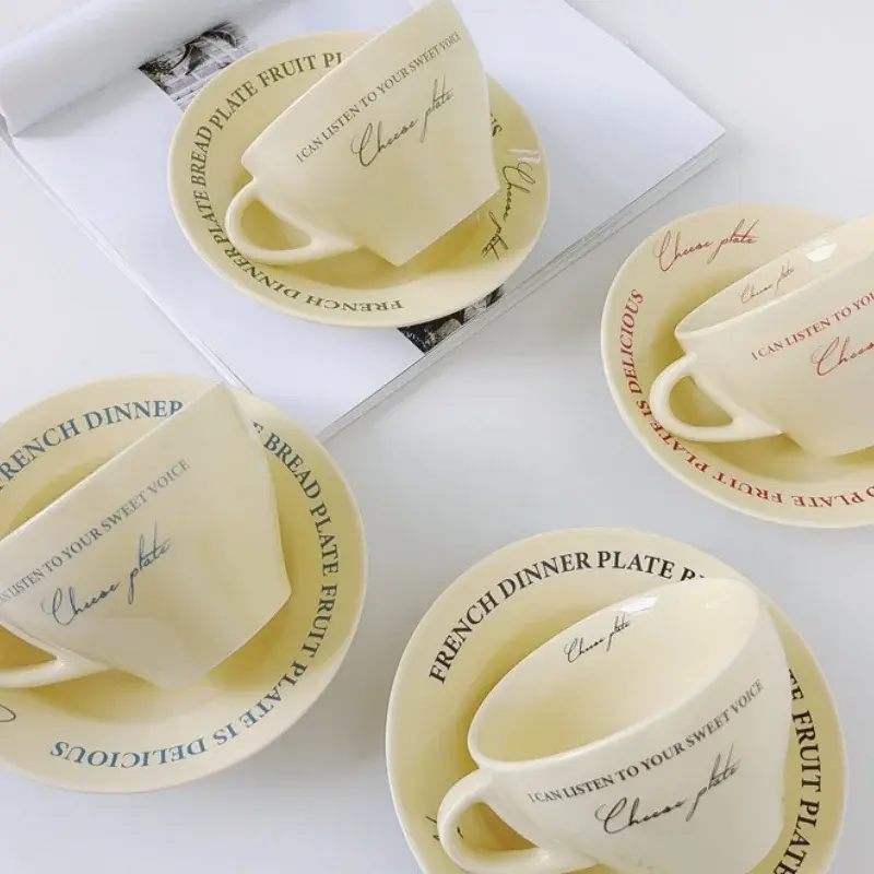 Coffee Mugs Ceramic Milk Tableware Tea Tools Cute Ins Korean Style Oatmeal Breakfast Drink Juice Tea Cup and Saucer Sets