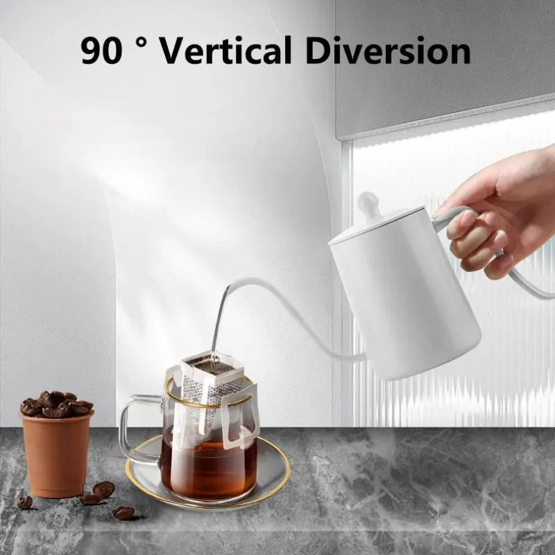 600ml Coffee Hand Brewing Pot Drip Kettle Coffee Tea Pot Non-stick Coating Food Grade Stainless Steel Swan Neck Coffee Pot