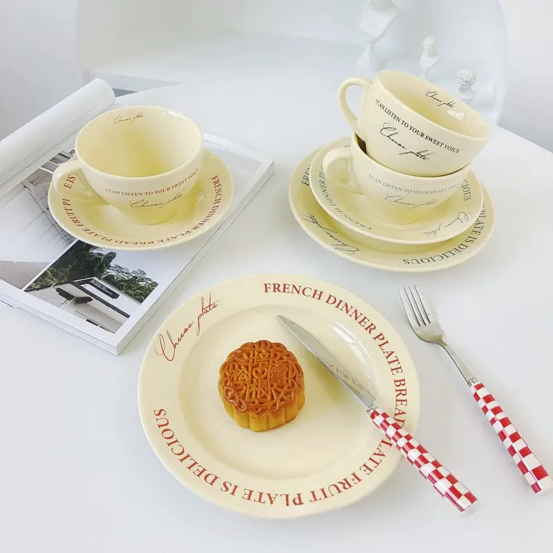 Coffee Mugs Ceramic Milk Tableware Tea Tools Cute Ins Korean Style Oatmeal Breakfast Drink Juice Tea Cup and Saucer Sets