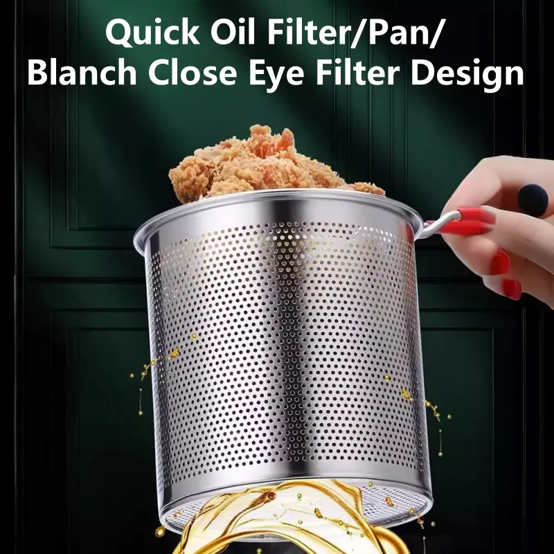 304 Stainless Steel Deep Fryer Pot with Basket French Fries, Fried Chicken, Tempura, Small Fryer, for Gas Stove Induction Cooker