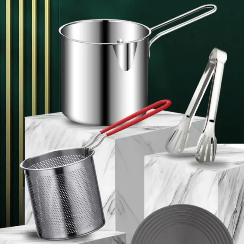 304 Stainless Steel Deep Fryer Pot with Basket French Fries, Fried Chicken, Tempura, Small Fryer, for Gas Stove Induction Cooker