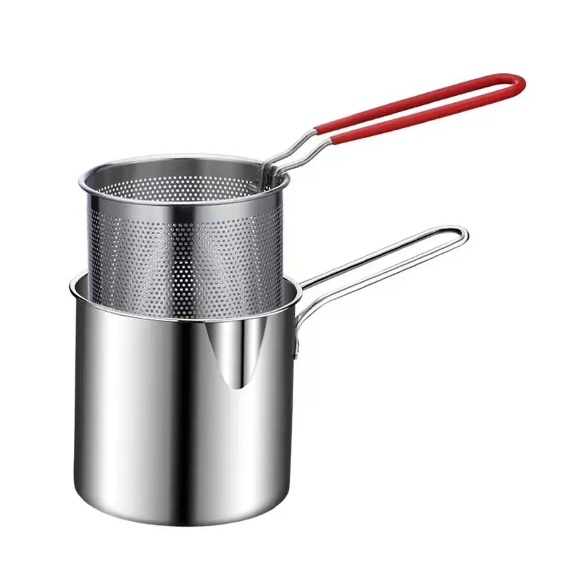 304 Stainless Steel Deep Fryer Pot with Basket French Fries, Fried Chicken, Tempura, Small Fryer, for Gas Stove Induction Cooker