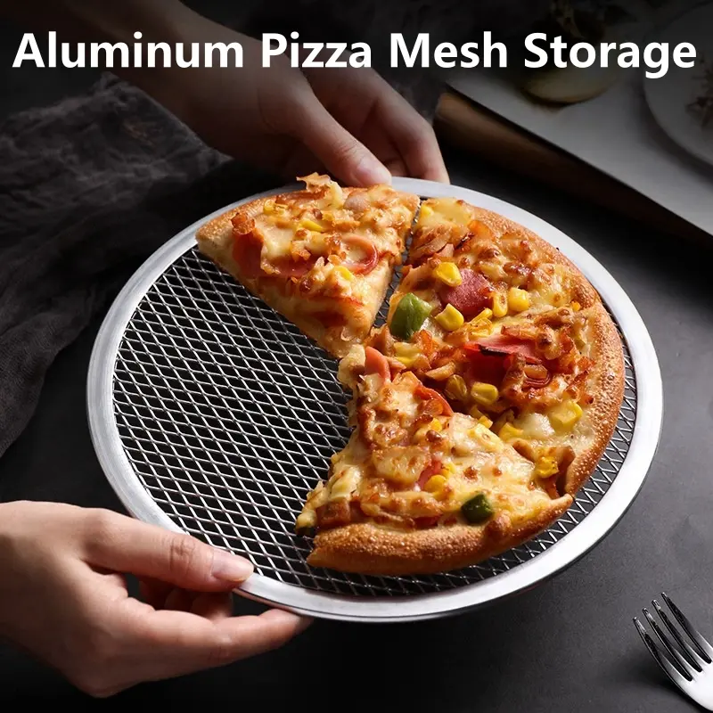 6/8/10/12/14inch Round Pizza Baking Tray DIY Pizza Screen Baking Tray Metal Net Non-stick Mold for Oven Seamless Aluminum Screen