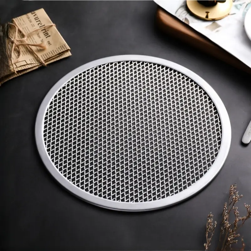 6/8/10/12/14inch Round Pizza Baking Tray DIY Pizza Screen Baking Tray Metal Net Non-stick Mold for Oven Seamless Aluminum Screen