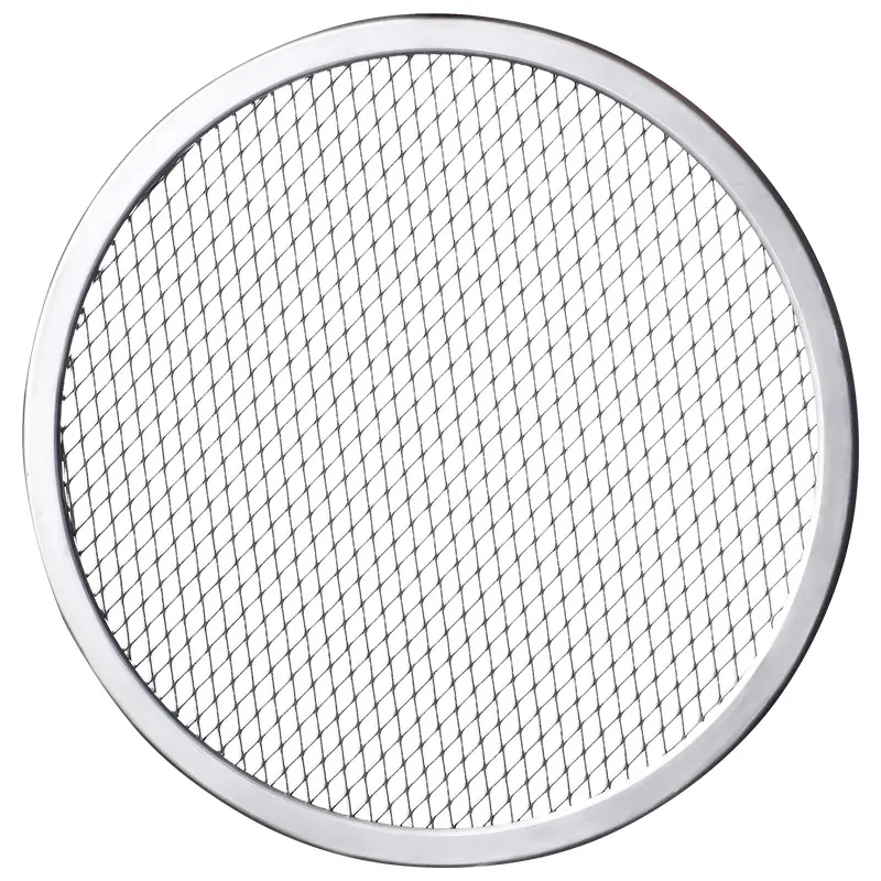 6/8/10/12/14inch Round Pizza Baking Tray DIY Pizza Screen Baking Tray Metal Net Non-stick Mold for Oven Seamless Aluminum Screen