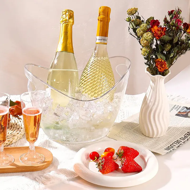 Transparent Ice Storage Bucket Beer Wine Bucket Bar Ice Bucket Container Champagne Can Wine Champagne Chiller for Family Reunion