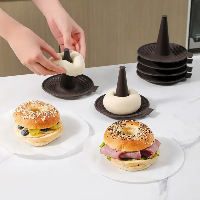 6Pcs Bagel Tools Silicone Mold Set Conical Shape Baking Cake Mousse Pudding Mold Donut Making Home Kitchen Silicone Molds