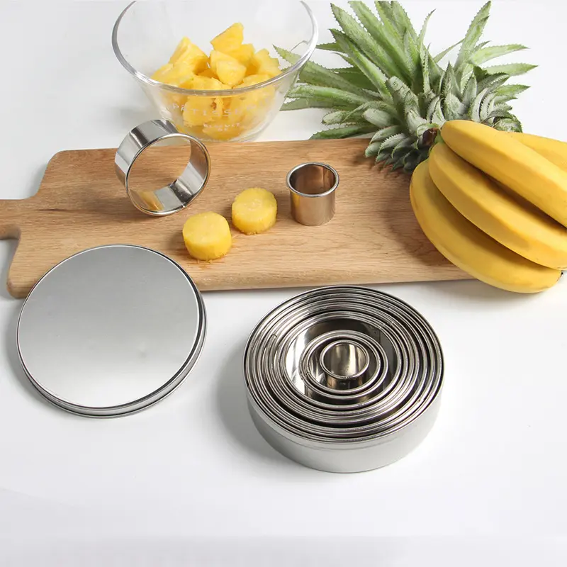 12pcs Round Biscuit Mold Stainless Steel Dumpling Skin Cutting Mould DIY Cake Pastry Baking Cutting Maker Tools Kitchen Gadgets