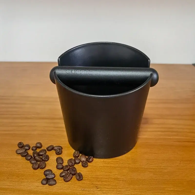 Coffee Knock Box Shock-Absorbent Anti-slip Espresso Oblique Mouth Dump Bucket for Coffee Grounds Bar Coffee Grind Waste Bin