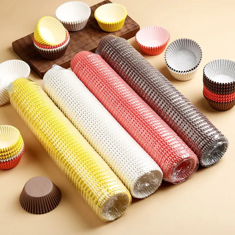 100pcs Disposable Muffin Cups Egg Tart Molds Heat Resistant Cupcake Cups Thickened Paper Cupcake Liners Tart Molds Baking Mold