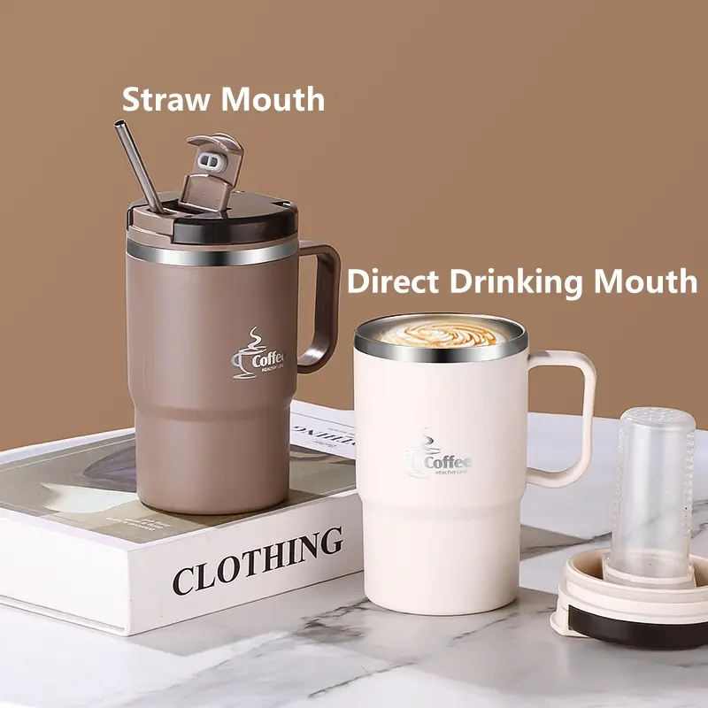 550ML Stainless Steel Insulated Coffee Mug with Lid & Spoon for Office, Students, Sports & Outdoor Activities Coffee Travel Mug