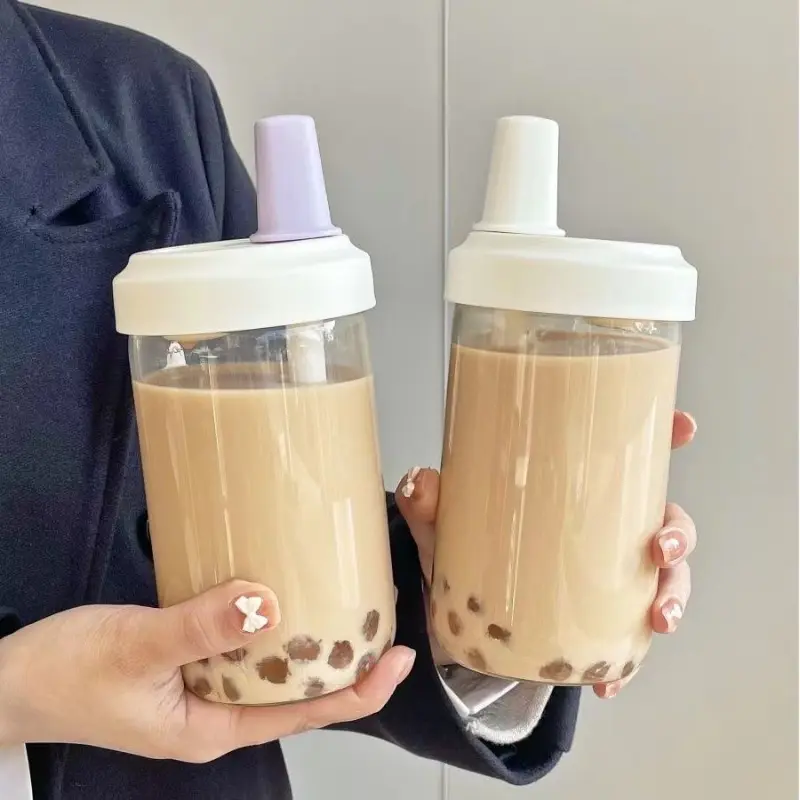 500/800ML Large-capacity Straw Cup, Food-grade Transparent PP Material,Portable Ins Style Water Cup, Juice Milk Tea Cup