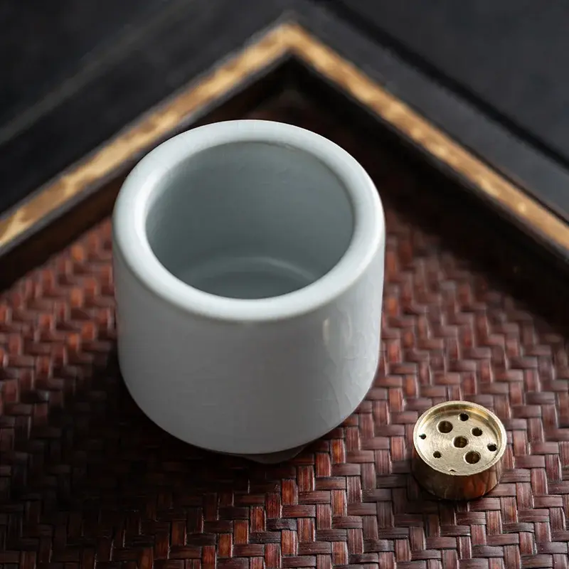 Ceramic Incense Burner Retro Handmade Crackle Incense Holder Tripodia Mist Smoking Steamers Decor Censer For Indoor Household