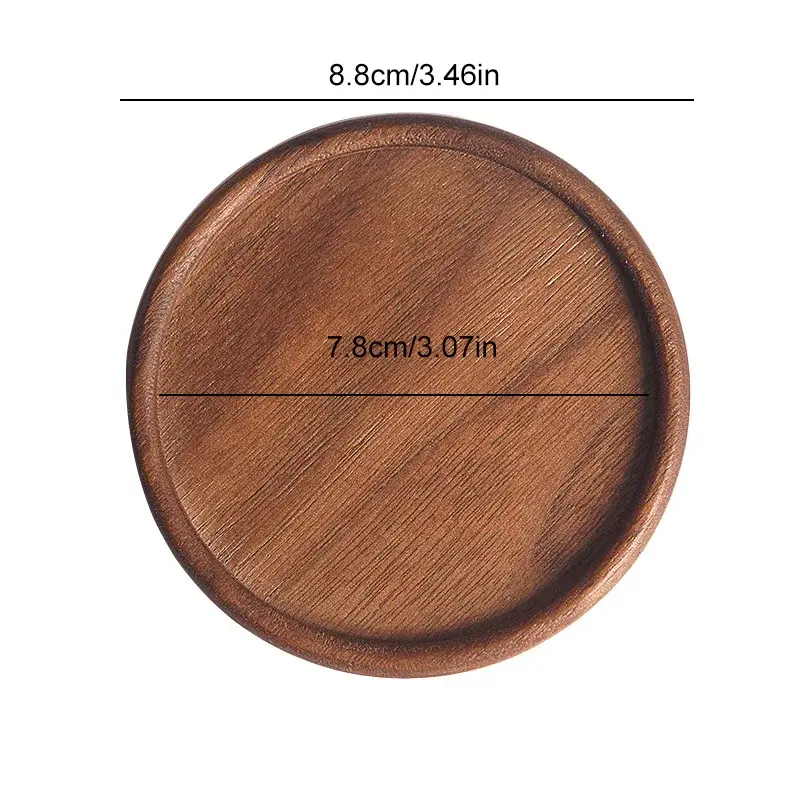 8.8cm Round Wood Coffee Cup Mat Tea Cup Pad Placemats Solid Walnut Wood Coaster Durable Heat Resistant Cup Pad Placemats