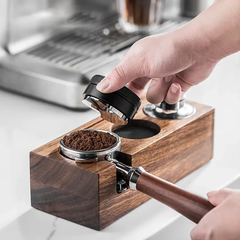 Coffee Tamper Station Stand Wooden Non-slip Espresso Portafilter Holder Coffee brush Filter Storage Stand Barista Accessories