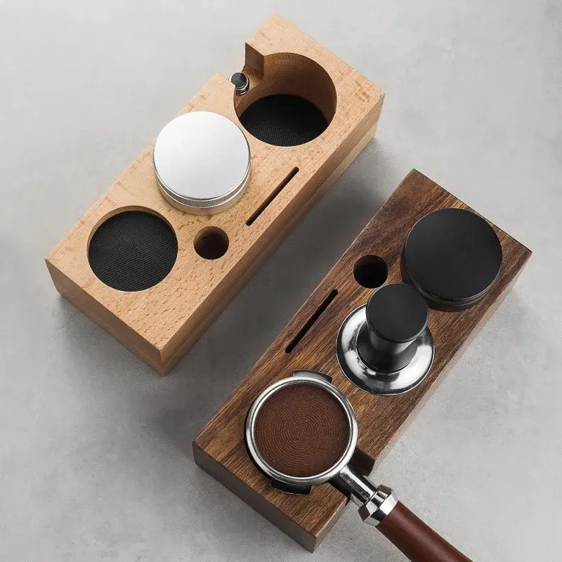 Coffee Tamper Station Stand Wooden Non-slip Espresso Portafilter Holder Coffee brush Filter Storage Stand Barista Accessories