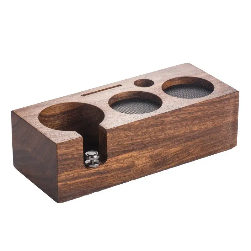 Coffee Tamper Station Stand Wooden Non-slip Espresso Portafilter Holder Coffee brush Filter Storage Stand Barista Accessories