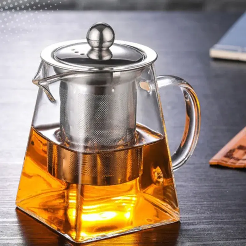 350/550/750ML Glass Teapot with Infuser Clear Heat Resistant High Borosilicate Glass Teapot Office Home Summer Winter Drinkware