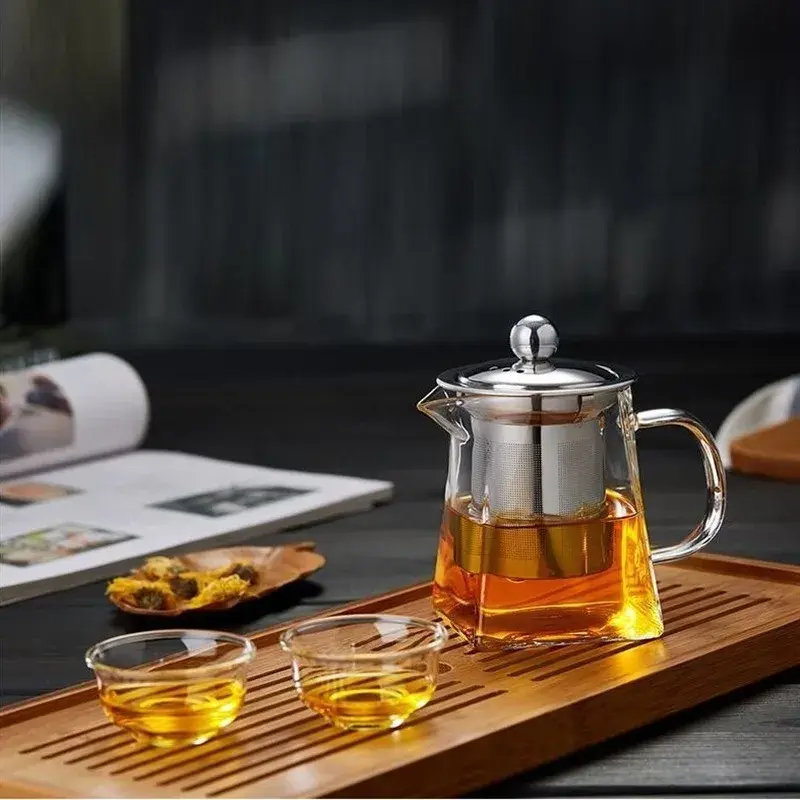 350/550/750ML Glass Teapot with Infuser Clear Heat Resistant High Borosilicate Glass Teapot Office Home Summer Winter Drinkware