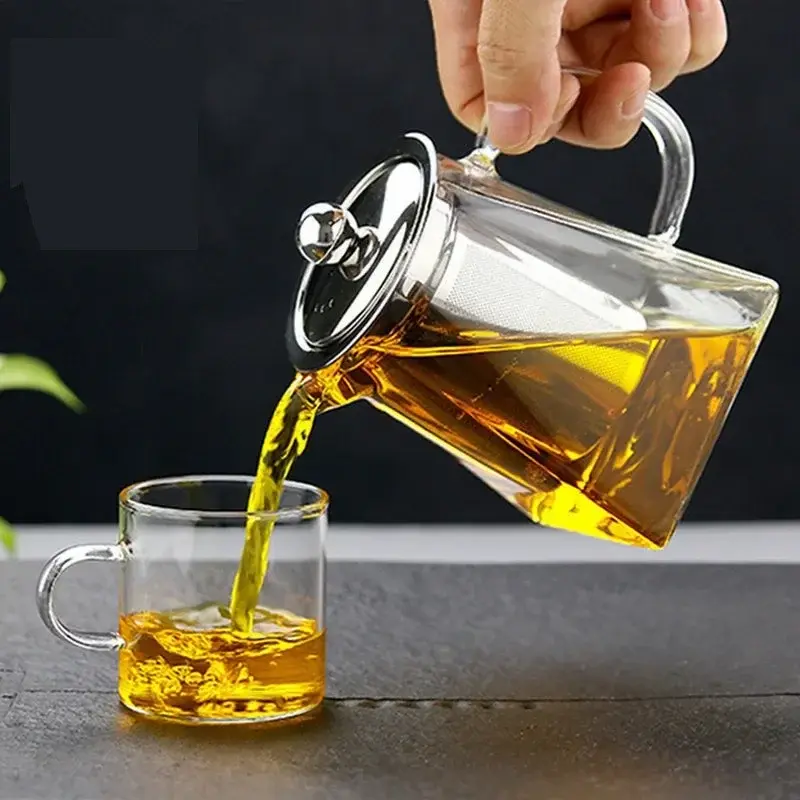 350/550/750ML Glass Teapot with Infuser Clear Heat Resistant High Borosilicate Glass Teapot Office Home Summer Winter Drinkware