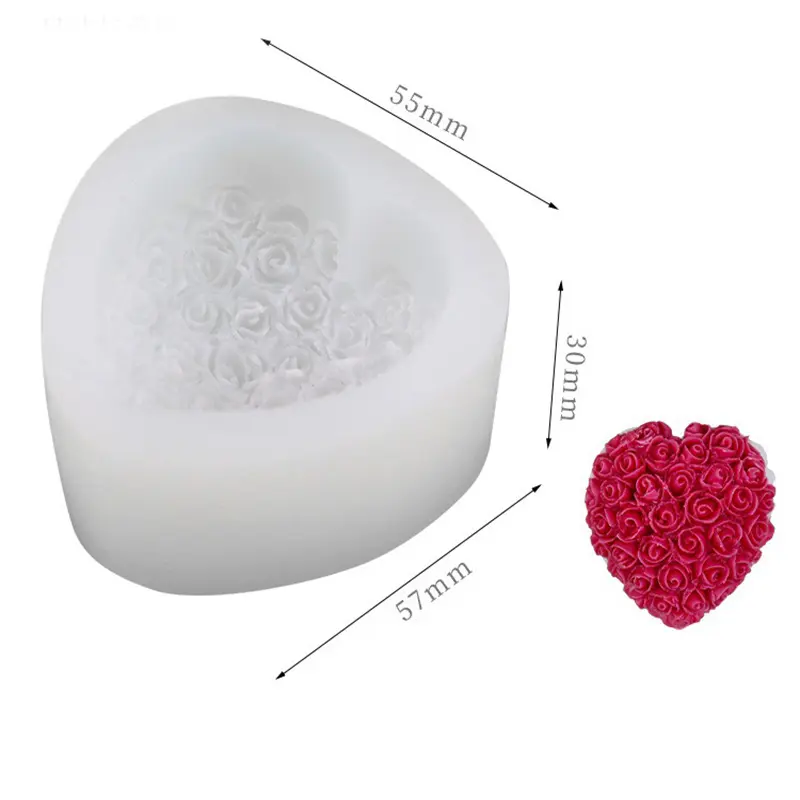 Heart Shaped Silicone Mold Handmade Chocolate Mousse Cake Baking Mold DIY Aromatherapy Candle Mold Valentine's Day Gift Decor