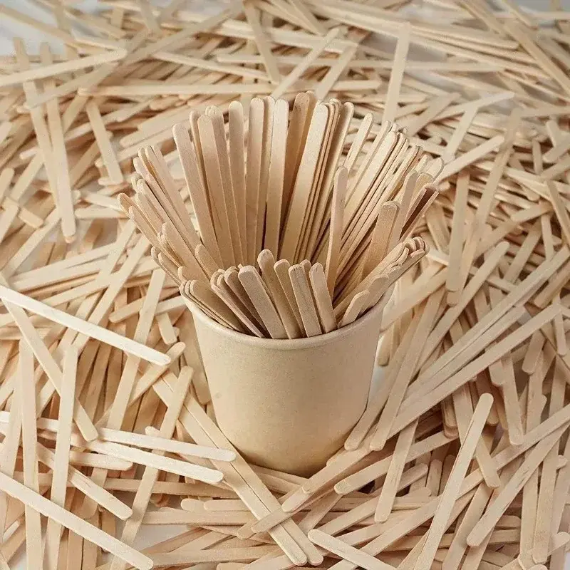 50/100pcs Disposable Wood Coffee Stirrer Sticks Beverage Sticks Milk Honey Stir Stick Ice Cream Frozen Treats Stick Bar Home Use