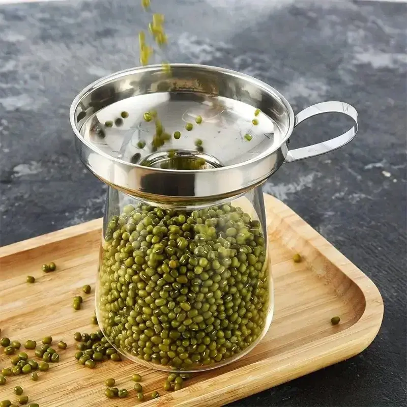 Wide Mouth Stainless Steel Funnel Jam Salad Dressing Filler Strainer with Handle Suitable for Grain Canning Kitchen Spice Gadget