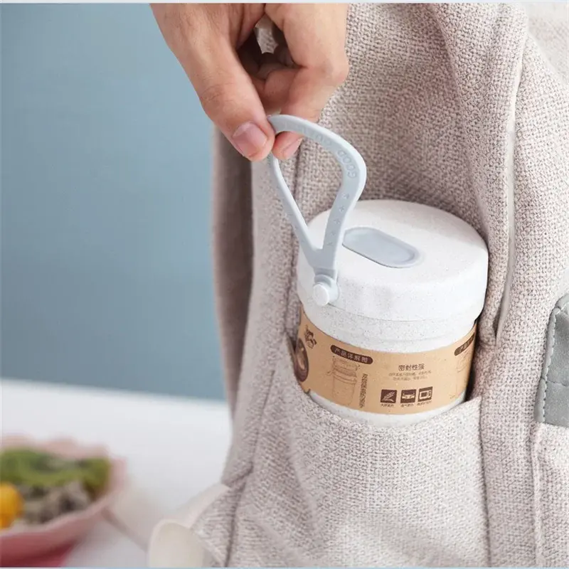 300ml Soup Box Sealed Leakproof Kids Lunch box Wheat Straw Breakfast Cup Soup Cup Microwave Bento Box Food Storage Container
