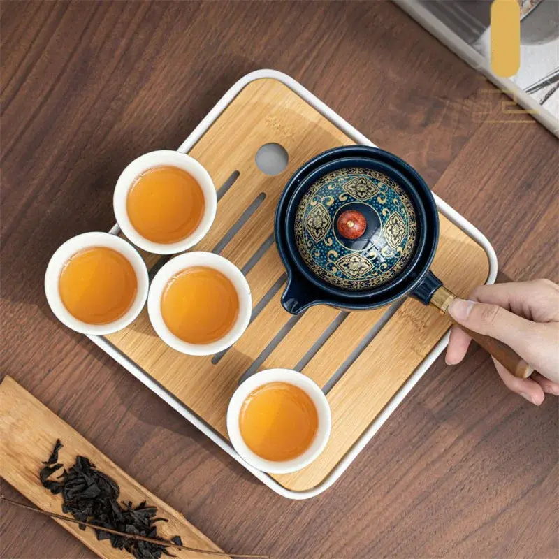 360° Rotation Tea Maker Portable travel Teaware set Ceramic Tea Cup Teapot Infuser for Puer Chinese Gongfu Tea Outdoor Teaware