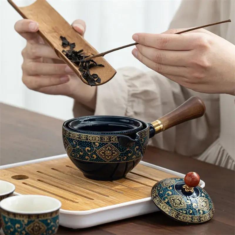 360° Rotation Tea Maker Portable travel Teaware set Ceramic Tea Cup Teapot Infuser for Puer Chinese Gongfu Tea Outdoor Teaware