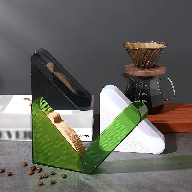 Large-capacity ABS Hand-brewed Coffee Filter Holder Dust-proof Storage Box with Lid Filter Paper Storage Box Coffee Tools