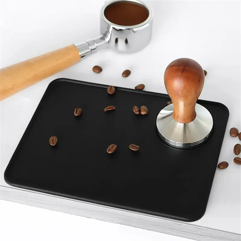 Anti-skid Coffee Tamper Mat Food Grade Silicone Espresso Coffee Tamping Rest Holder Corner Edge Pad for Office Bar Coffee Shop