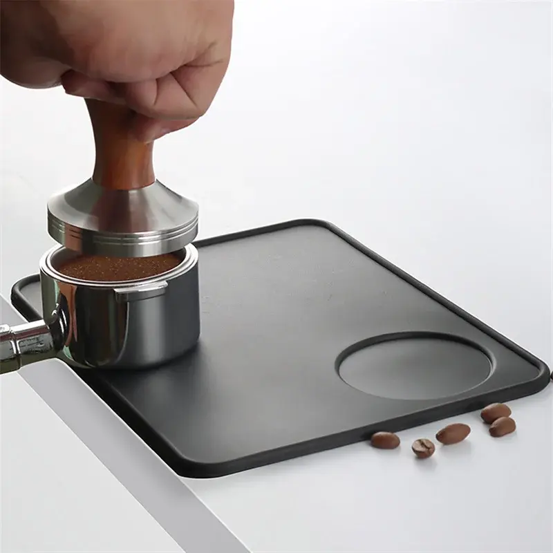 Anti-skid Coffee Tamper Mat Food Grade Silicone Espresso Coffee Tamping Rest Holder Corner Edge Pad for Office Bar Coffee Shop